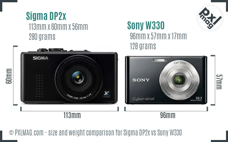 Sigma DP2x vs Sony W330 size comparison