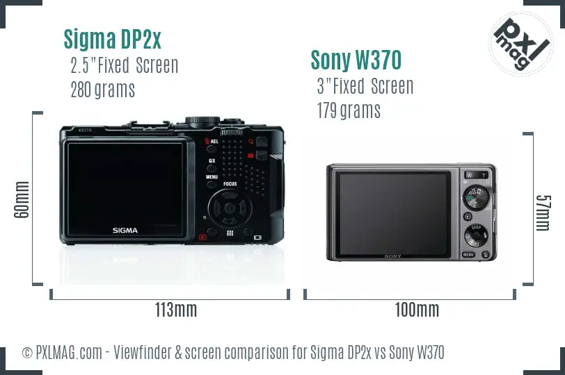 Sigma DP2x vs Sony W370 Screen and Viewfinder comparison
