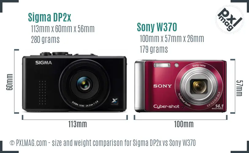 Sigma DP2x vs Sony W370 size comparison