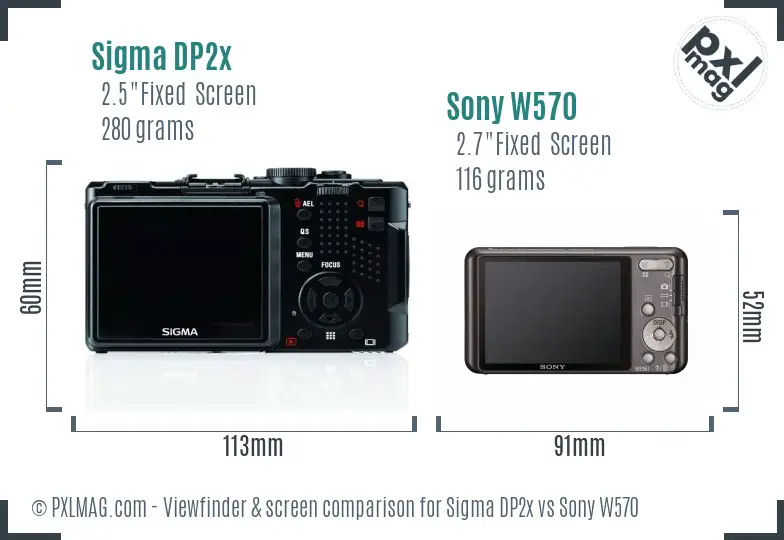 Sigma DP2x vs Sony W570 Screen and Viewfinder comparison