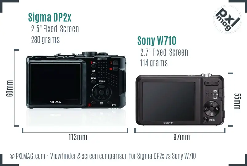 Sigma DP2x vs Sony W710 Screen and Viewfinder comparison