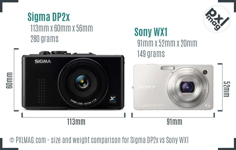 Sigma DP2x vs Sony WX1 size comparison