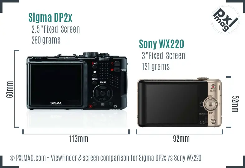 Sigma DP2x vs Sony WX220 Screen and Viewfinder comparison