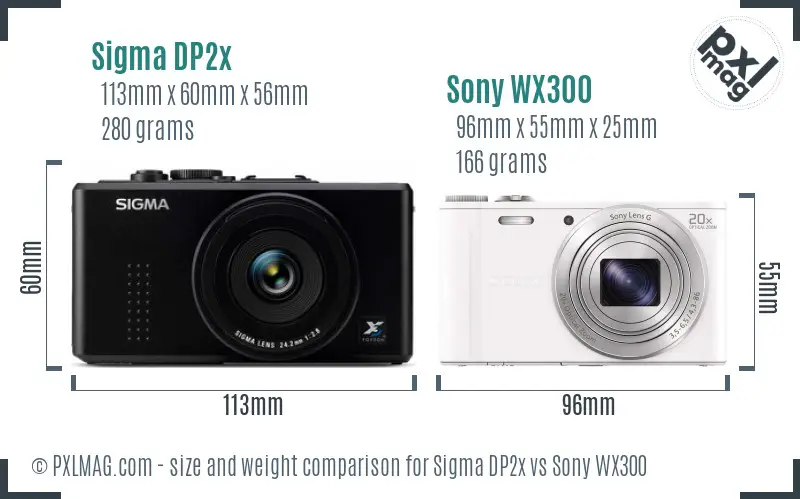 Sigma DP2x vs Sony WX300 size comparison Sigma DP2x vs Sony WX300 size comparison