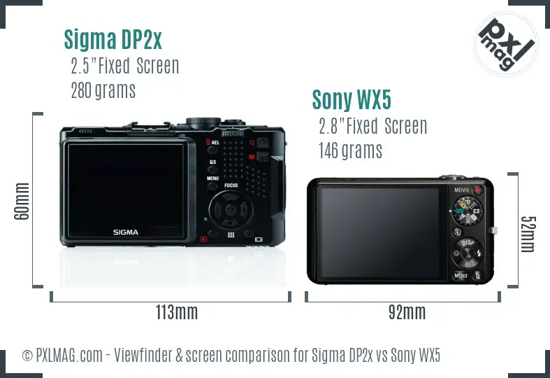 Sigma DP2x vs Sony WX5 Screen and Viewfinder comparison