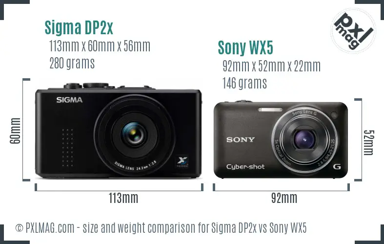 Sigma DP2x vs Sony WX5 size comparison