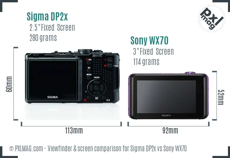 Sigma DP2x vs Sony WX70 Screen and Viewfinder comparison