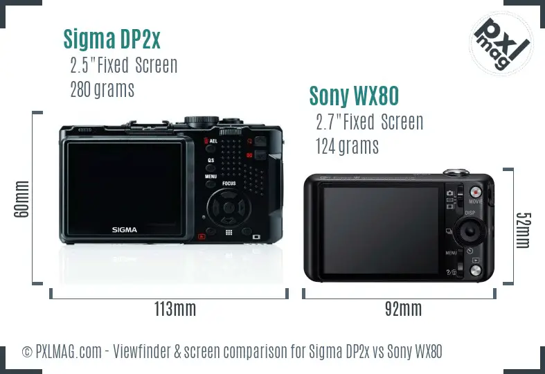 Sigma DP2x vs Sony WX80 Screen and Viewfinder comparison