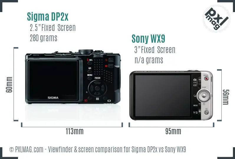 Sigma DP2x vs Sony WX9 Screen and Viewfinder comparison