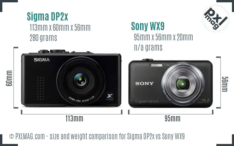 Sigma DP2x vs Sony WX9 size comparison