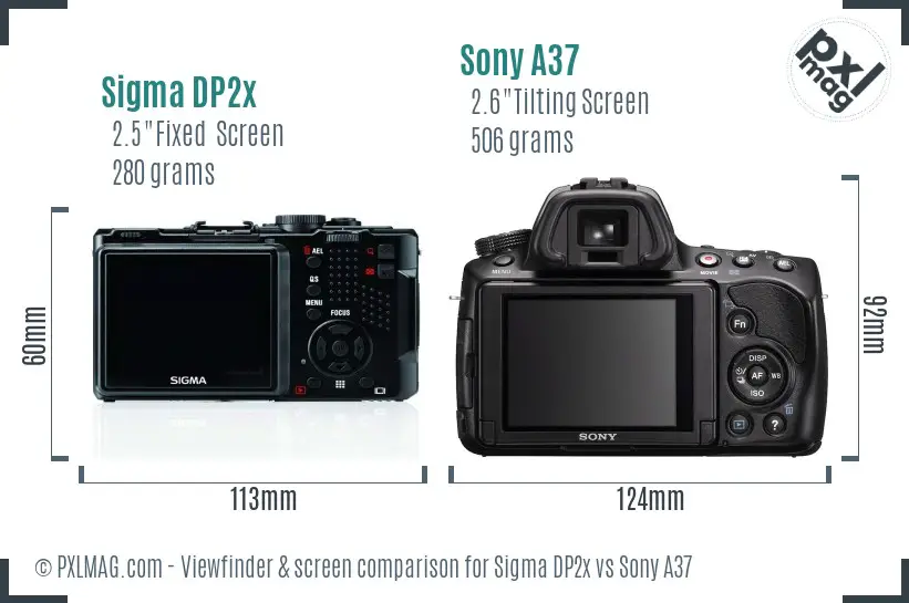 Sigma DP2x vs Sony A37 Screen and Viewfinder comparison