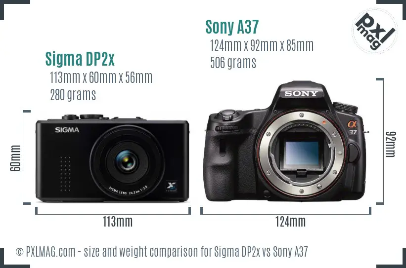 Sigma DP2x vs Sony A37 size comparison