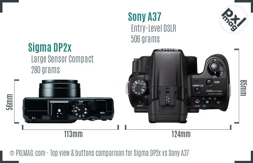 Sigma DP2x vs Sony A37 top view buttons comparison