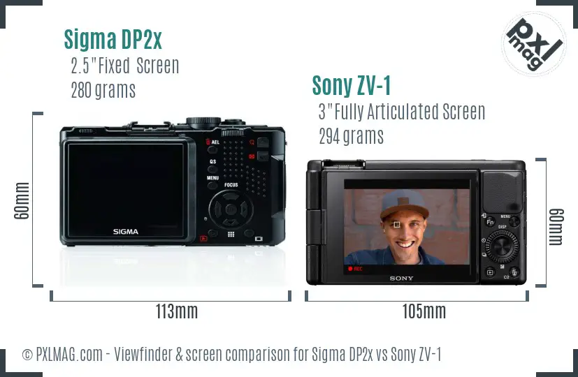 Sigma DP2x vs Sony ZV-1 Screen and Viewfinder comparison