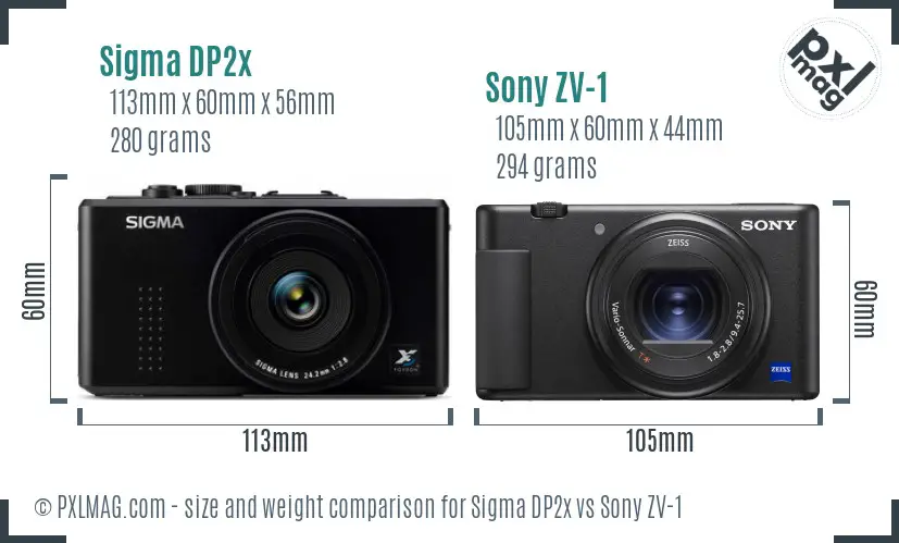 Sigma DP2x vs Sony ZV-1 size comparison