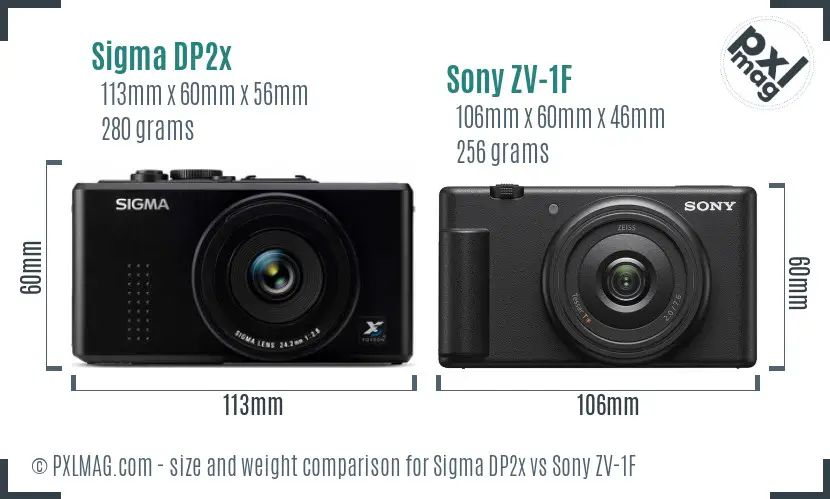 Sigma DP2x vs Sony ZV-1F size comparison