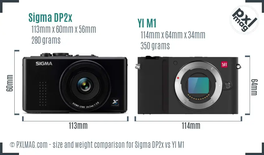 Sigma DP2x vs YI M1 size comparison