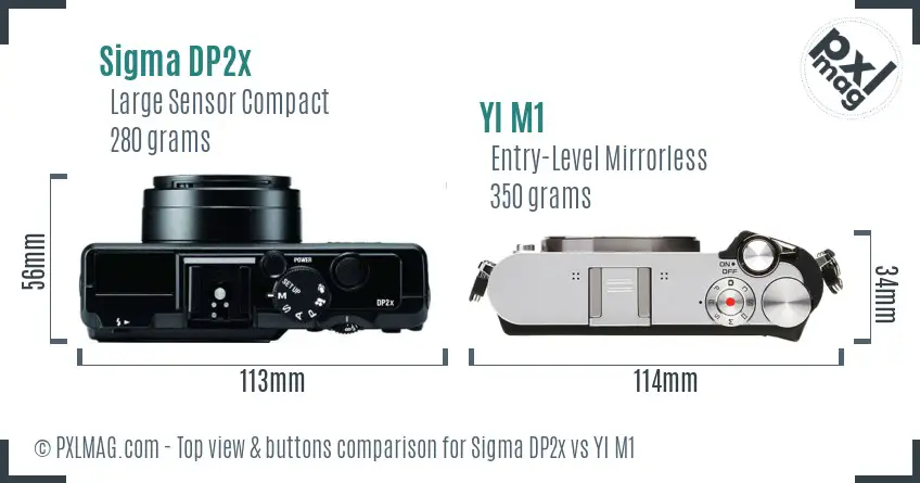 Sigma DP2x vs YI M1 top view buttons comparison