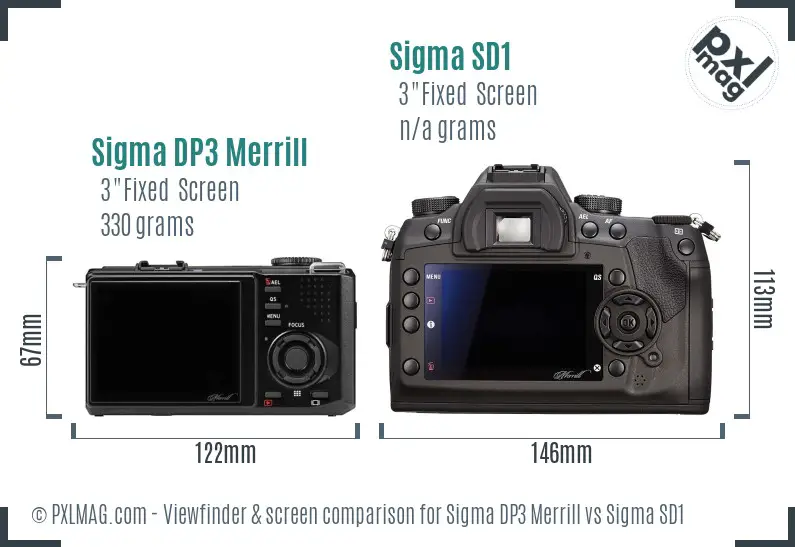Sigma DP3 Merrill vs Sigma SD1 Screen and Viewfinder comparison