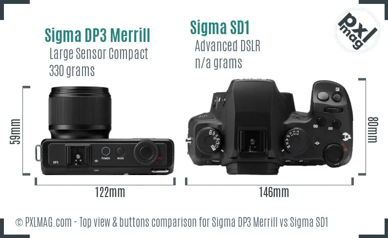 Sigma DP3 Merrill vs Sigma SD1 top view buttons comparison