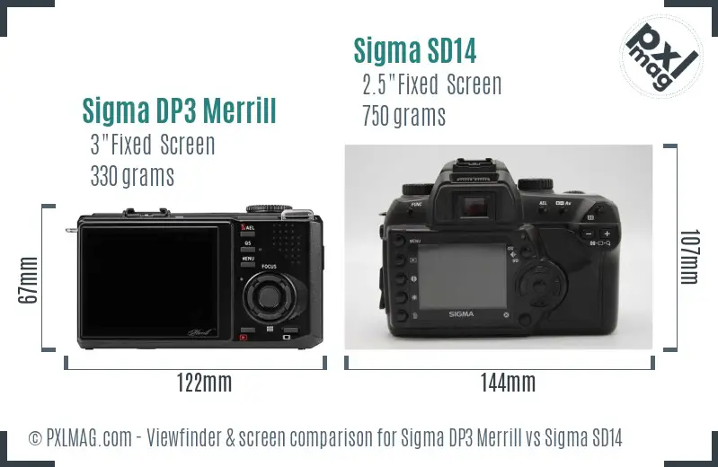 Sigma DP3 Merrill vs Sigma SD14 Screen and Viewfinder comparison
