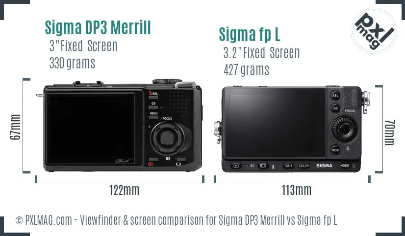 Sigma DP3 Merrill vs Sigma fp L Screen and Viewfinder comparison