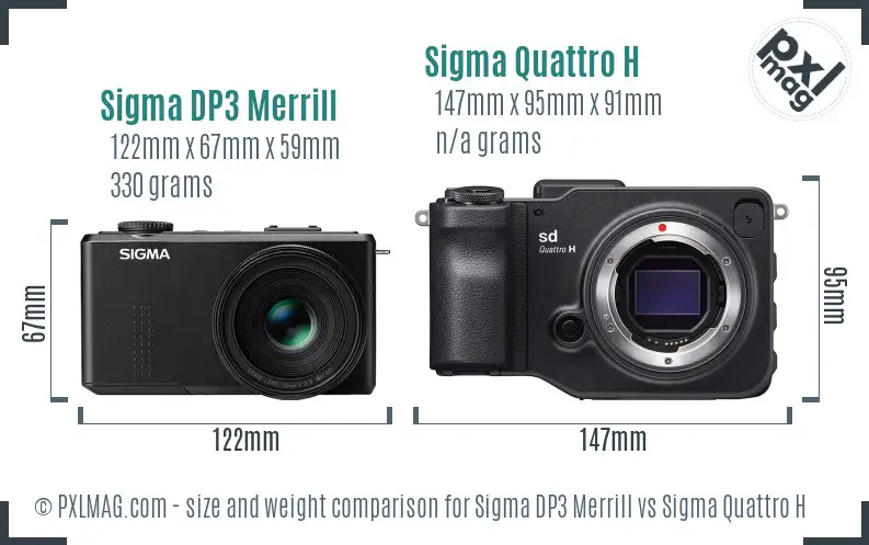 Sigma DP3 Merrill vs Sigma Quattro H size comparison