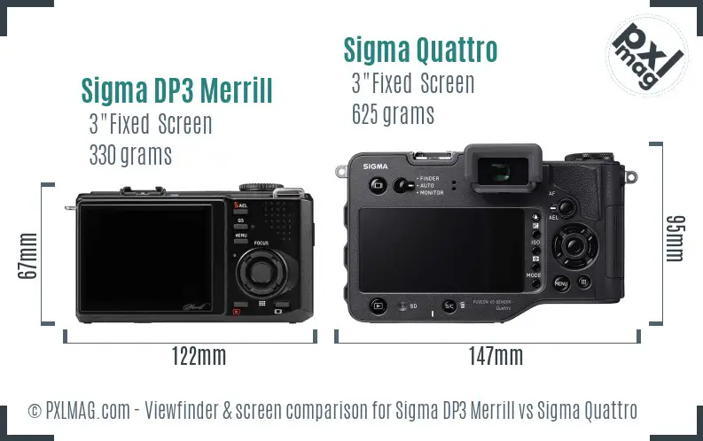 Sigma DP3 Merrill vs Sigma Quattro Screen and Viewfinder comparison