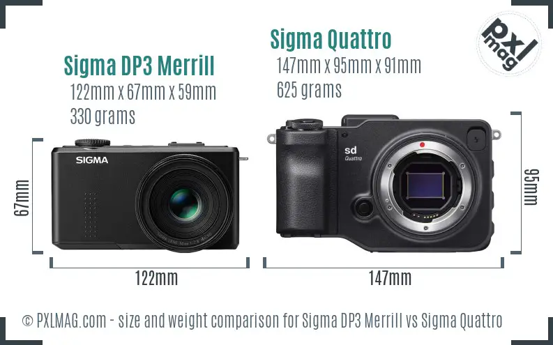 Sigma DP3 Merrill vs Sigma Quattro size comparison