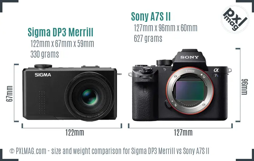 Sigma DP3 Merrill vs Sony A7S II size comparison