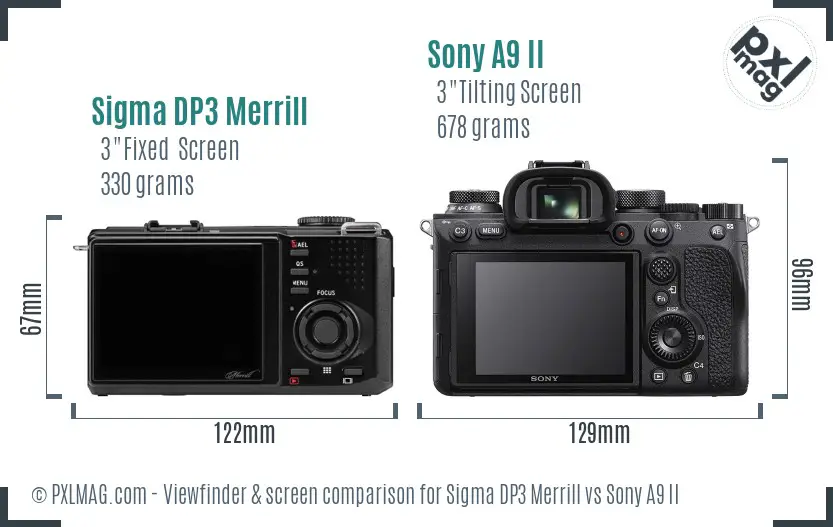 Sigma DP3 Merrill vs Sony A9 II Screen and Viewfinder comparison Sigma DP3 Merrill vs Sony A9 II Screen and Viewfinder comparison