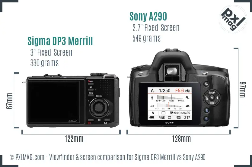 Sigma DP3 Merrill vs Sony A290 Screen and Viewfinder comparison