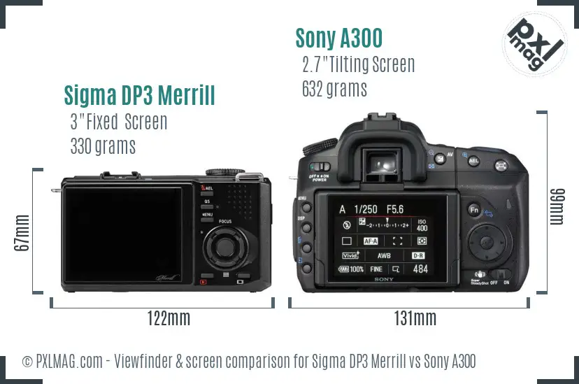 Sigma DP3 Merrill vs Sony A300 Screen and Viewfinder comparison