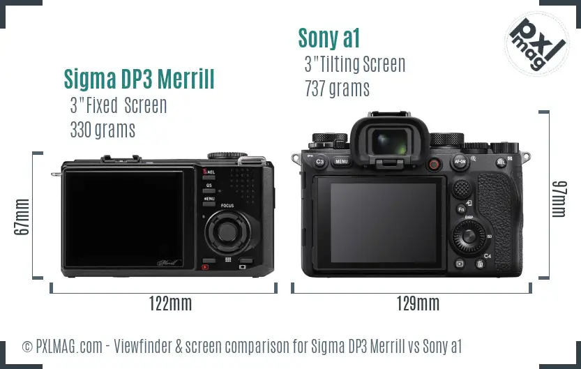 Sigma DP3 Merrill vs Sony a1 Screen and Viewfinder comparison