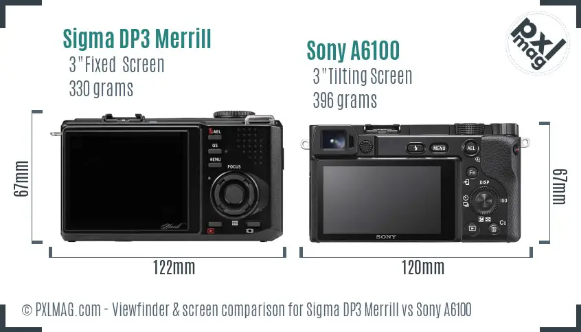 Sigma DP3 Merrill vs Sony A6100 Screen and Viewfinder comparison