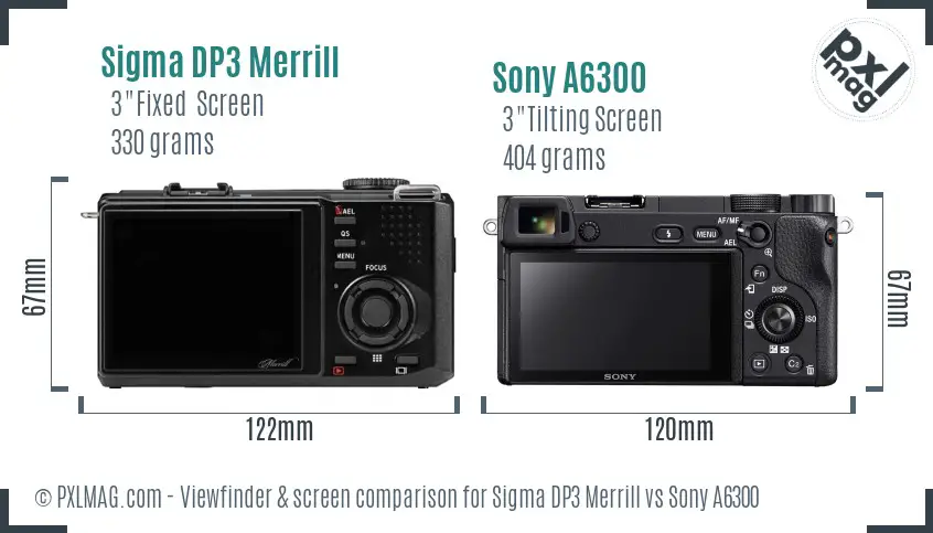 Sigma DP3 Merrill vs Sony A6300 Screen and Viewfinder comparison