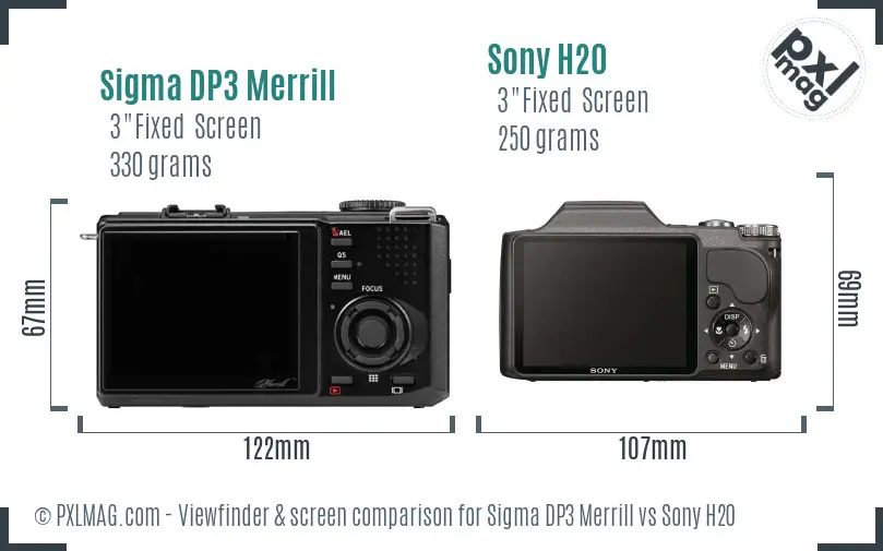 Sigma DP3 Merrill vs Sony H20 Screen and Viewfinder comparison