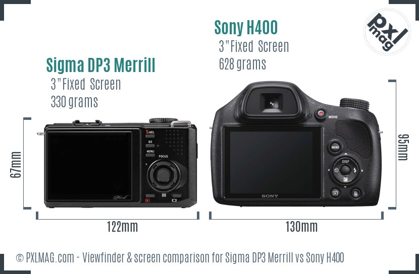 Sigma DP3 Merrill vs Sony H400 Screen and Viewfinder comparison