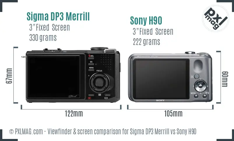 Sigma DP3 Merrill vs Sony H90 Screen and Viewfinder comparison Sigma DP3 Merrill vs Sony H90 Screen and Viewfinder comparison