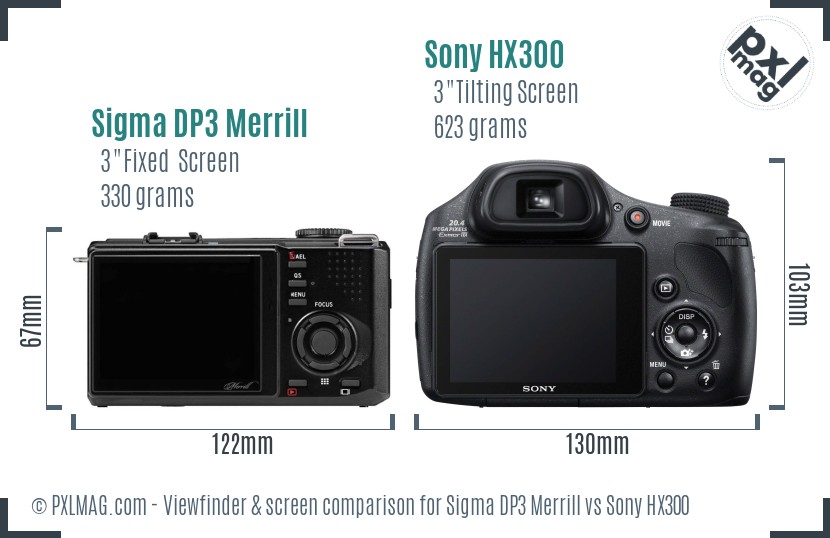 Sigma DP3 Merrill vs Sony HX300 Screen and Viewfinder comparison