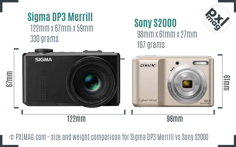 Sigma DP3 Merrill vs Sony S2000 size comparison