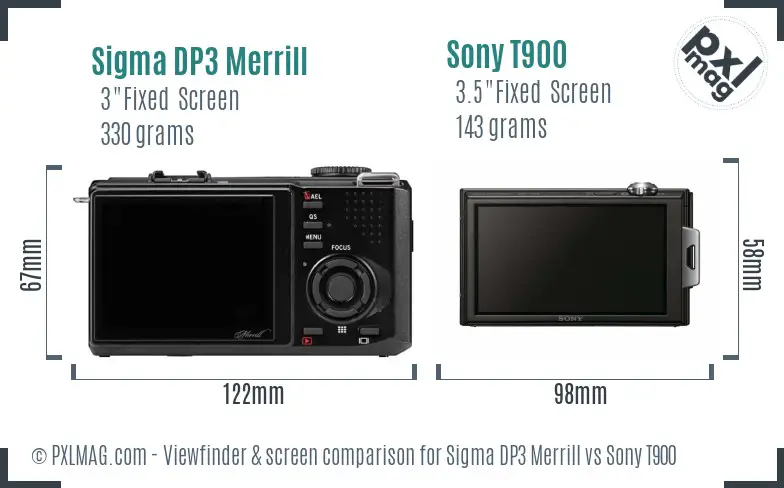 Sigma DP3 Merrill vs Sony T900 Screen and Viewfinder comparison