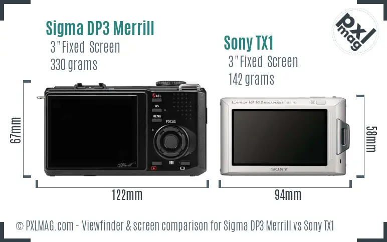 Sigma DP3 Merrill vs Sony TX1 Screen and Viewfinder comparison