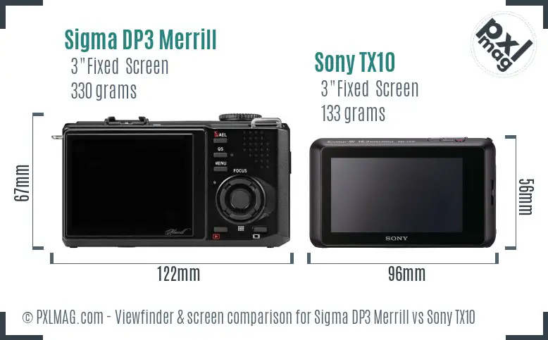 Sigma DP3 Merrill vs Sony TX10 Screen and Viewfinder comparison