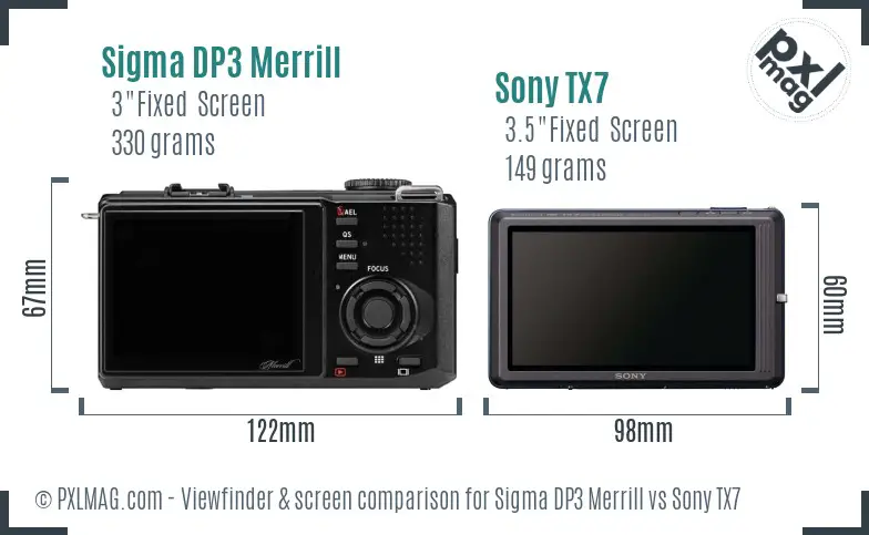 Sigma DP3 Merrill vs Sony TX7 Screen and Viewfinder comparison