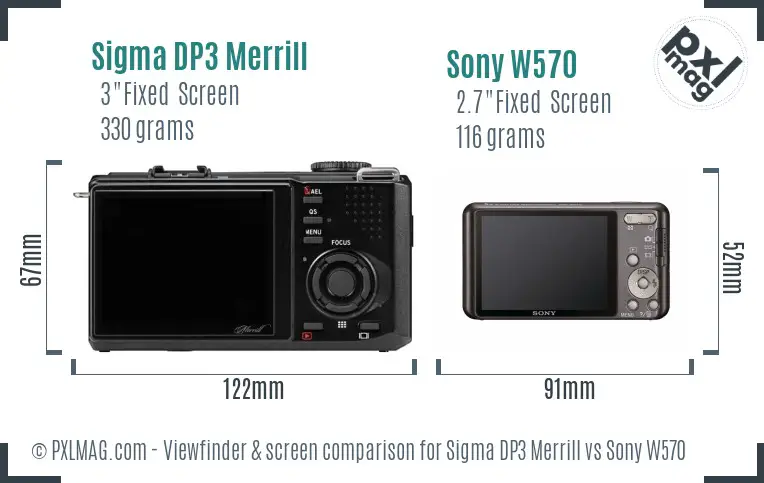 Sigma DP3 Merrill vs Sony W570 Screen and Viewfinder comparison