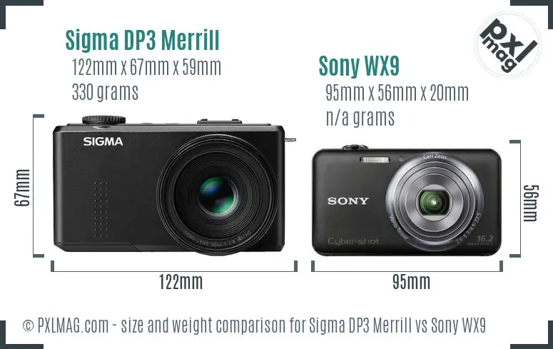 Sigma DP3 Merrill vs Sony WX9 size comparison