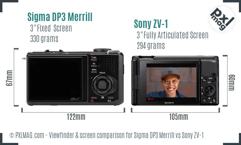 Sigma DP3 Merrill vs Sony ZV-1 Screen and Viewfinder comparison