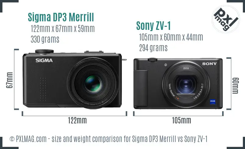 Sigma DP3 Merrill vs Sony ZV-1 size comparison