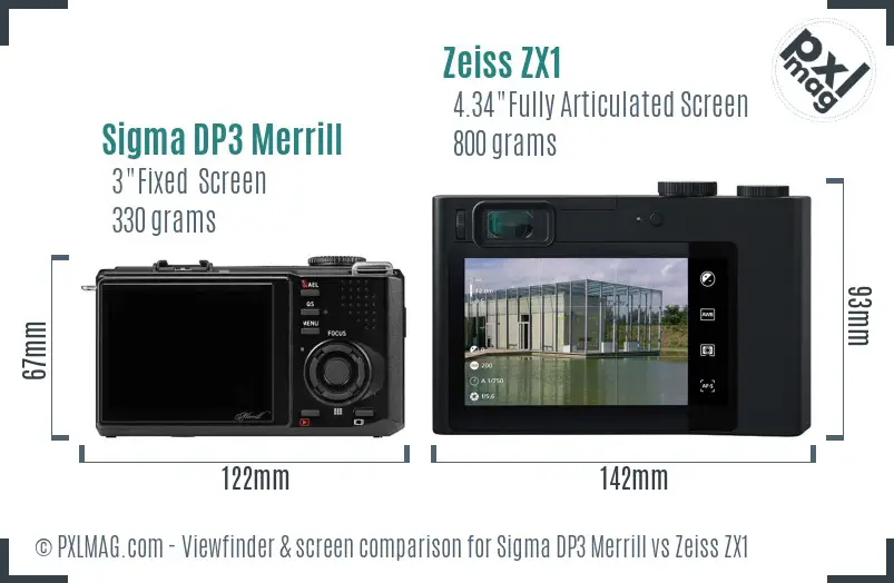 Sigma DP3 Merrill vs Zeiss ZX1 Screen and Viewfinder comparison